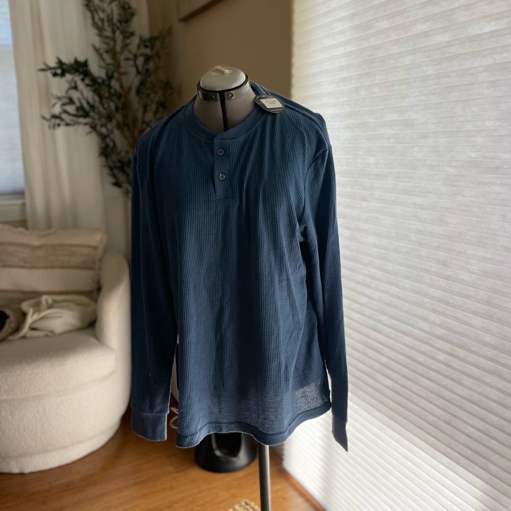 Navy Long Sleeve Henley Shirt